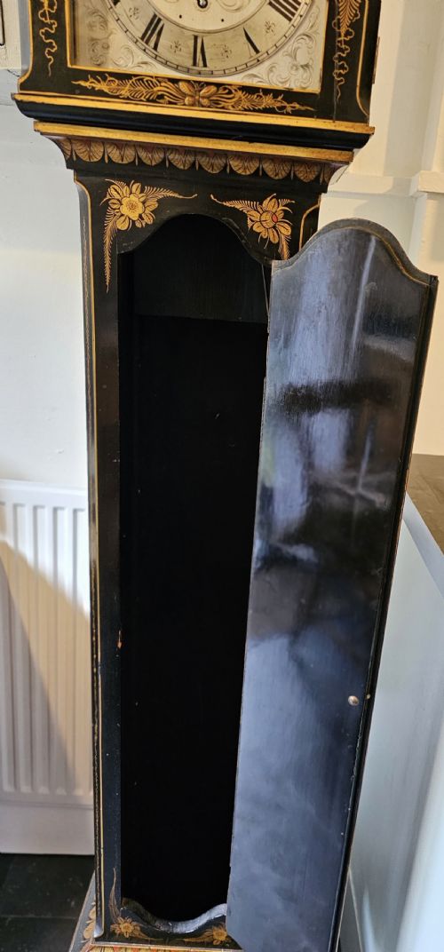 A RARE LACQUERED EDWARDIAN CHIMING GRANDMOTHER CLOCKLONGCASE CLOCK - ADDITIONAL PHOTO 8