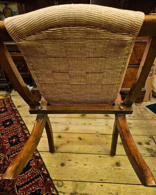 A RARE WALNUT FOLDING CAMPAIGN CHAIR IN EXCELLENT CONDITION 19TH CENTURY WITH PIERCED CARVED CREST RAIL FLUTING AND BONE BUTTON DECORATIONS - ADDITIONAL PHOTO 12