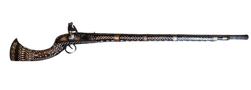 Ottoman, Mother-of-pearl Inlaid, Afghan Flintlock Musket (Jezail), 19th Century. 
