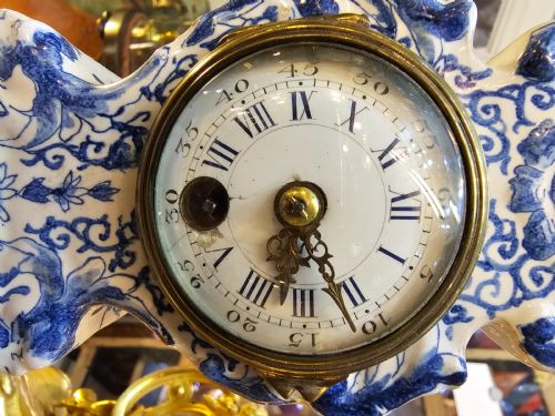fig 2. Unit-A 19th Century Delft Fayence, Miniature Blue & White, Porcelain Longcase Clock. Circa 1880.