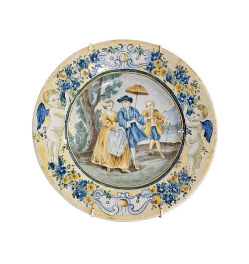 ANTIQUE ITALIAN MAJOLICA WALL PLATE CIRCA 1890 - ADDITIONAL PHOTO 2