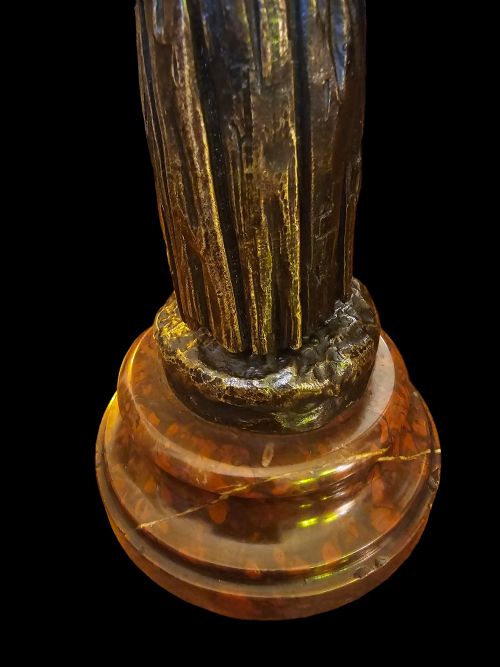A PAIR OF LATE 19TH CENTURY PATINATED BRONZE GENRE FIGURES OF A MALE FEMALE BEGGER SIGNED CB ON THE BASE OF THE FEMALE BRONZE - ADDITIONAL PHOTO 6