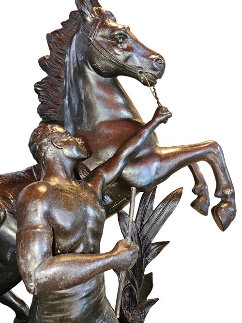A PAIR OF SCULPTURES OF MARLEY HORSES AFTER GUILLAUME COUSTOU THE ELDER 19TH CENTURY FRENCH - ADDITIONAL PHOTO 3