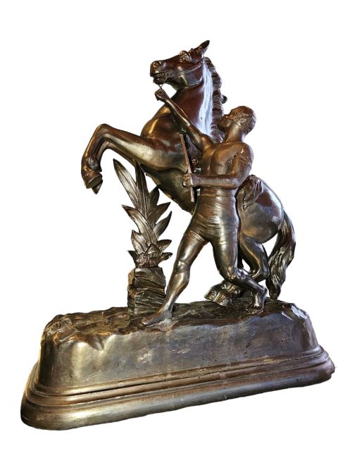 A PAIR OF SCULPTURES OF MARLEY HORSES AFTER GUILLAUME COUSTOU THE ELDER 19TH CENTURY FRENCH - ADDITIONAL PHOTO 5