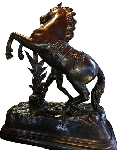 A PAIR OF SCULPTURES OF MARLEY HORSES AFTER GUILLAUME COUSTOU THE ELDER 19TH CENTURY FRENCH - ADDITIONAL PHOTO 12