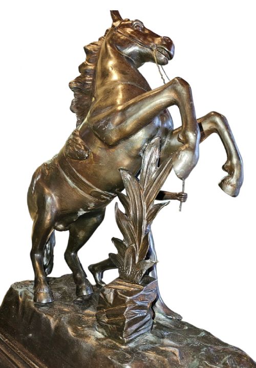 A PAIR OF SCULPTURES OF MARLEY HORSES AFTER GUILLAUME COUSTOU THE ELDER 19TH CENTURY FRENCH - ADDITIONAL PHOTO 13
