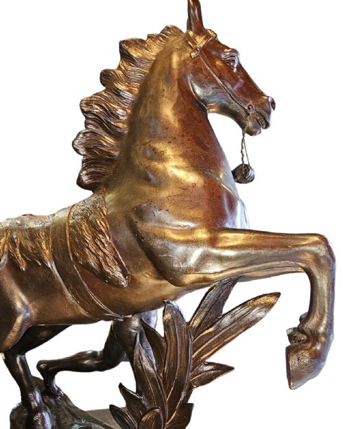 A PAIR OF SCULPTURES OF MARLEY HORSES AFTER GUILLAUME COUSTOU THE ELDER 19TH CENTURY FRENCH - ADDITIONAL PHOTO 15
