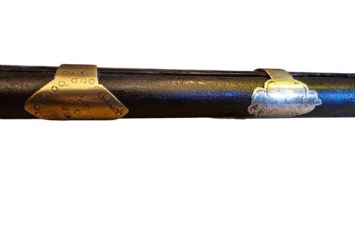 JEZAIL NW FRONTIER 18TH CENTURY ANTIQUE INDIAN MATCHLOCK MUSKET WITH AN APPROXIMATELY 600 BORE MUSKET WITH 7 BRASS ENGRAVED BANDS - ADDITIONAL PHOTO 16