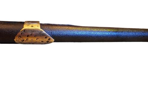 JEZAIL NW FRONTIER 18TH CENTURY ANTIQUE INDIAN MATCHLOCK MUSKET WITH AN APPROXIMATELY 600 BORE MUSKET WITH 7 BRASS ENGRAVED BANDS - ADDITIONAL PHOTO 17