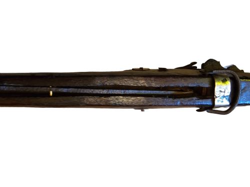 JEZAIL NW FRONTIER 18TH CENTURY ANTIQUE INDIAN MATCHLOCK MUSKET WITH AN APPROXIMATELY 600 BORE MUSKET WITH 7 BRASS ENGRAVED BANDS - ADDITIONAL PHOTO 21