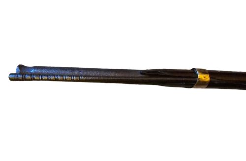 JEZAIL NW FRONTIER 18TH CENTURY ANTIQUE INDIAN MATCHLOCK MUSKET WITH AN APPROXIMATELY 600 BORE MUSKET WITH 7 BRASS ENGRAVED BANDS - ADDITIONAL PHOTO 23