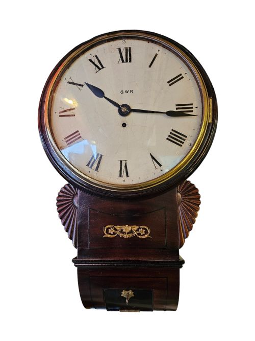 A REGENCY ENGLISH FUSEE DROPDIAL WALL CLOCK MARKED GWR ON DIAL CIRCA 1835 - ADDITIONAL PHOTO 3