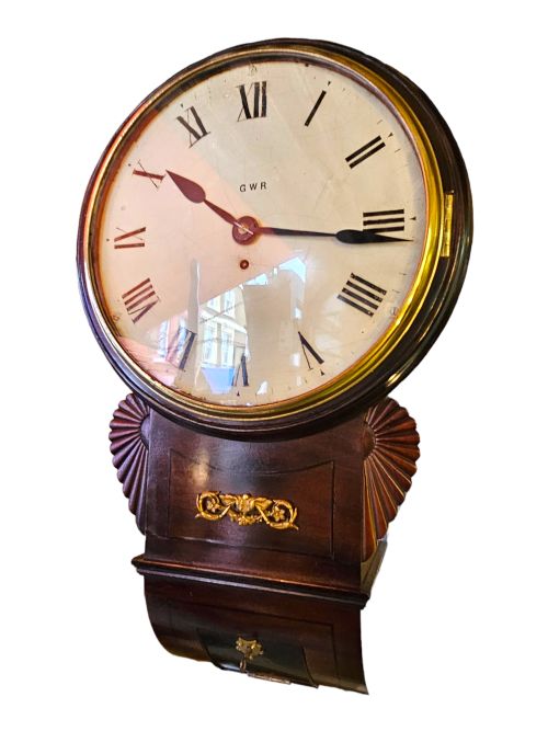 A REGENCY ENGLISH FUSEE DROPDIAL WALL CLOCK MARKED GWR ON DIAL CIRCA 1835 - ADDITIONAL PHOTO 6