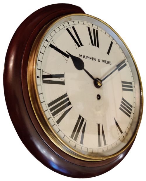 A CHAIN FUSEE 12 MAHOGANY DIAL STATION CLOCK SIGNED BY THE JEWELLERS MAPIN WEBB OXFORD STREET LONDON - ADDITIONAL PHOTO 1