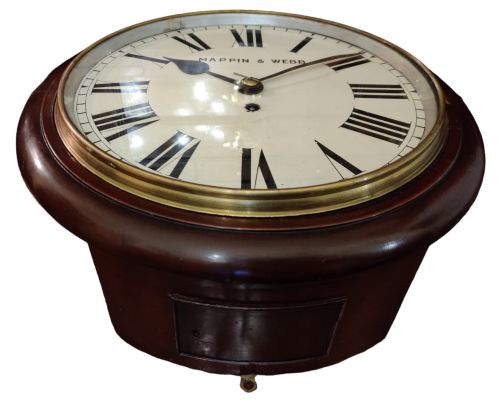 A CHAIN FUSEE 12 MAHOGANY DIAL STATION CLOCK SIGNED BY THE JEWELLERS MAPIN WEBB OXFORD STREET LONDON - ADDITIONAL PHOTO 2