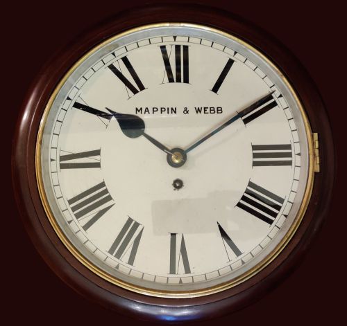 A CHAIN FUSEE 12 MAHOGANY DIAL STATION CLOCK SIGNED BY THE JEWELLERS MAPIN WEBB OXFORD STREET LONDON - ADDITIONAL PHOTO 14