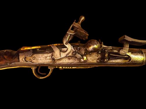 fig 1. OTTOMAN EMPIRE 19th Century, Moroccan Affedali flintlock snaphaunce Jezail, with bone inlay.