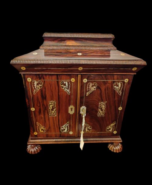 GEORGIAN ROSEWOOD AND MOTHER OF PEARL INLAID GENTLEMENS TABLE CABINET - ADDITIONAL PHOTO 18