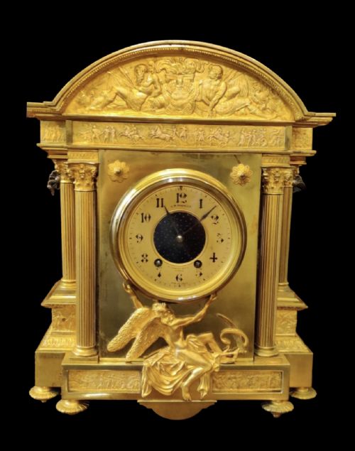 MAGNIFICENT FRENCH GILT BRONZE MANTLE CLOCK BY THE FAMOUS CLOCKMAKER BENSON 67 LUDGATE HILL LONDON PARIS MADE - ADDITIONAL PHOTO 6