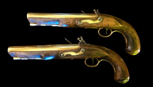 A PAIR OF 18TH CENTURY BRASS BARRELED 14 BORE FLINTLOCK PISTOLS SIGNED KETLAND CO LONDON CIRCA 1790 - ADDITIONAL PHOTO 5