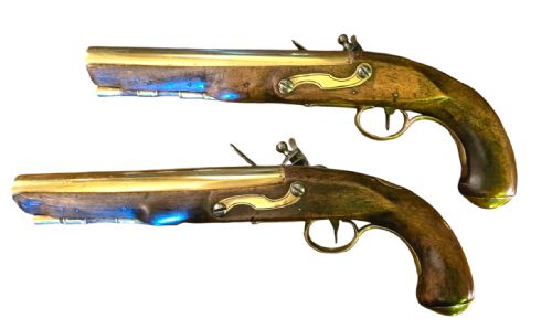 A PAIR OF 18TH CENTURY BRASS BARRELED 14 BORE FLINTLOCK PISTOLS SIGNED KETLAND CO LONDON CIRCA 1790 - ADDITIONAL PHOTO 25