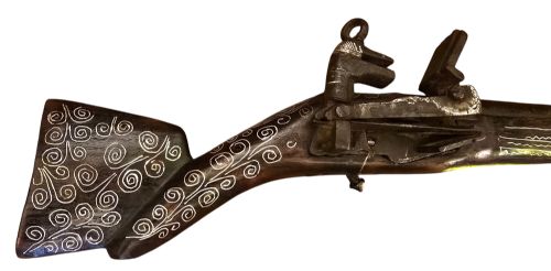 OTTOMAN EMPIRE AFGHAN SNAPHAUNCE FLINTLOCK LONG PISTOL WITH GROOVED FRIZZEN AND BALL TRIGGER SILVER INLAY - ADDITIONAL PHOTO 1
