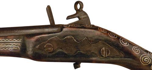 OTTOMAN EMPIRE AFGHAN SNAPHAUNCE FLINTLOCK LONG PISTOL WITH GROOVED FRIZZEN AND BALL TRIGGER SILVER INLAY - ADDITIONAL PHOTO 6