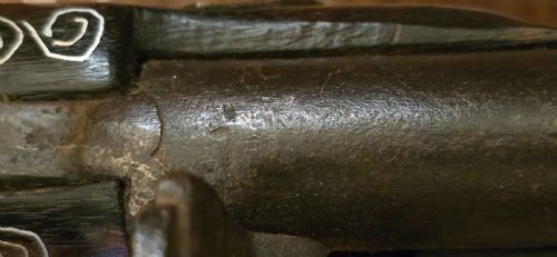 OTTOMAN EMPIRE AFGHAN SNAPHAUNCE FLINTLOCK LONG PISTOL WITH GROOVED FRIZZEN AND BALL TRIGGER SILVER INLAY - ADDITIONAL PHOTO 18