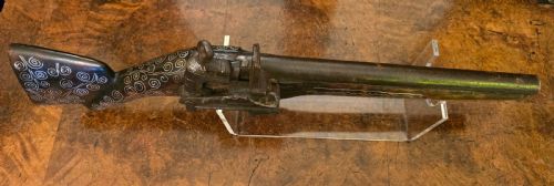 OTTOMAN EMPIRE AFGHAN SNAPHAUNCE FLINTLOCK LONG PISTOL WITH GROOVED FRIZZEN AND BALL TRIGGER SILVER INLAY - ADDITIONAL PHOTO 22