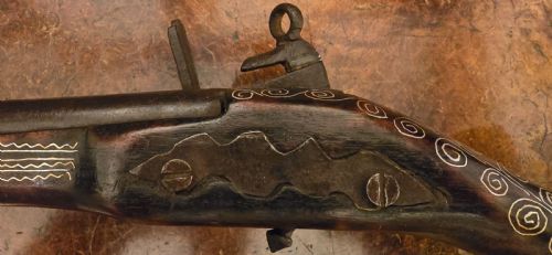 OTTOMAN EMPIRE AFGHAN SNAPHAUNCE FLINTLOCK LONG PISTOL WITH GROOVED FRIZZEN AND BALL TRIGGER SILVER INLAY - ADDITIONAL PHOTO 28
