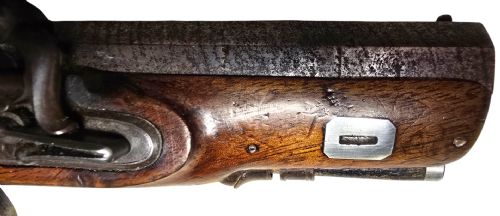 A GEORGIAN BRITISH FLINTLOCK POCKET PISTOL WITH A SHORT OCTAGONAL BARREL SILVER BAND CARTOUCHE NOT HALLMARKED BY SUTHERLAND OF LONDON - ADDITIONAL PHOTO 8
