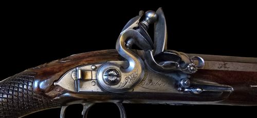OFFICERSDUELLING FLINTLOCK PISTOL BY BARBER OF NEWARK OF VERY HIGH QUALITY 18TH CENTURY - ADDITIONAL PHOTO 1
