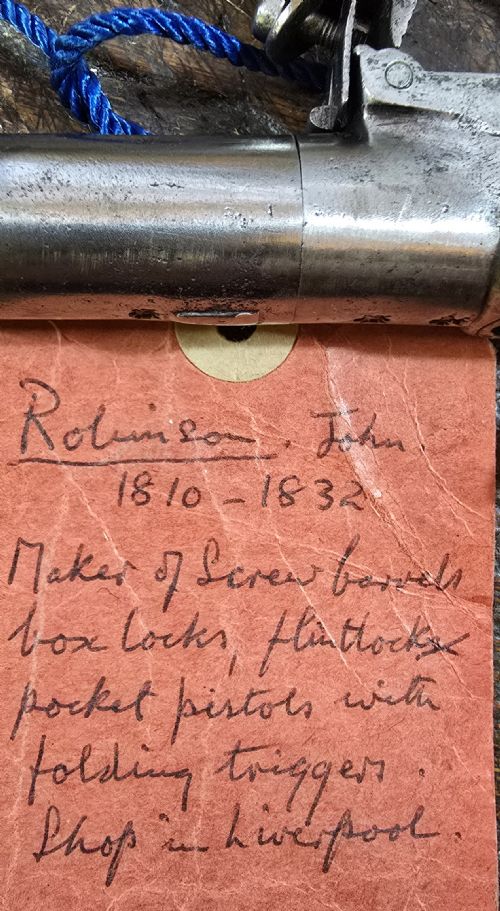 A FINE18TH CENTURY FLINTLOCK TURN OFF BOXLOCK POCKET PISTOL 40 BORE BY J ROBINSON BOOTLE LIVERPOOL BIRMINGHAM PROOF MARKS - ADDITIONAL PHOTO 3