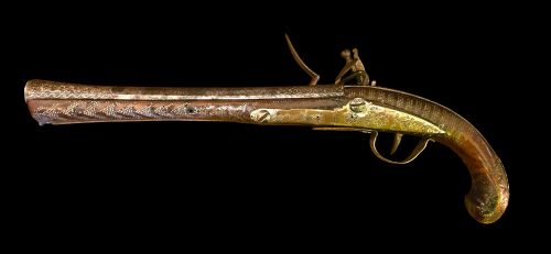OTTOMAN EMPIRE AFGHAN FLINTLOCK LONG PISTOL WITH STRONGLY SWAMPED BARREL HAVING SILVER INLAY18TH CENTURY - ADDITIONAL PHOTO 5