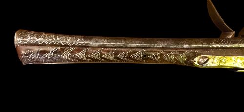 OTTOMAN EMPIRE AFGHAN FLINTLOCK LONG PISTOL WITH STRONGLY SWAMPED BARREL HAVING SILVER INLAY18TH CENTURY - ADDITIONAL PHOTO 7