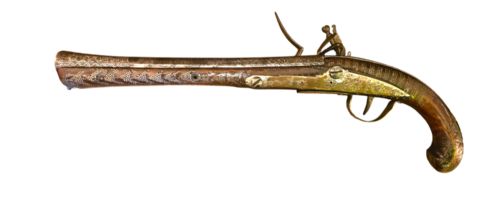 OTTOMAN EMPIRE AFGHAN FLINTLOCK LONG PISTOL WITH STRONGLY SWAMPED BARREL HAVING SILVER INLAY18TH CENTURY - ADDITIONAL PHOTO 20