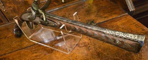 OTTOMAN EMPIRE AFGHAN FLINTLOCK LONG PISTOL WITH STRONGLY SWAMPED BARREL HAVING SILVER INLAY18TH CENTURY - ADDITIONAL PHOTO 21