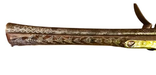 OTTOMAN EMPIRE AFGHAN FLINTLOCK LONG PISTOL WITH STRONGLY SWAMPED BARREL HAVING SILVER INLAY18TH CENTURY - ADDITIONAL PHOTO 22