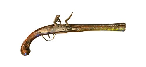 OTTOMAN EMPIRE AFGHAN FLINTLOCK LONG PISTOL WITH STRONGLY SWAMPED BARREL HAVING SILVER INLAY18TH CENTURY - ADDITIONAL PHOTO 23
