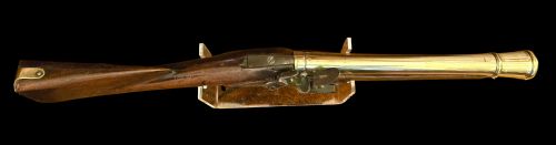 GEORGIAN BRASS BARRELLED EARLY SEASERVICE FLINTLOCK BLUNDERBUSS CIRCA 1770 BY WARD STEELE - ADDITIONAL PHOTO 1