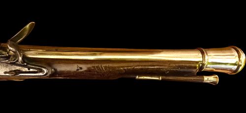 GEORGIAN BRASS BARRELLED EARLY SEASERVICE FLINTLOCK BLUNDERBUSS CIRCA 1770 BY WARD STEELE - ADDITIONAL PHOTO 10