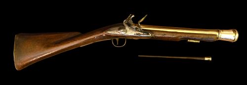GEORGIAN BRASS BARRELLED EARLY SEASERVICE FLINTLOCK BLUNDERBUSS CIRCA 1770 BY WARD STEELE - ADDITIONAL PHOTO 13