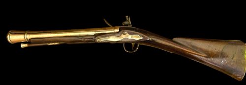 GEORGIAN BRASS BARRELLED EARLY SEASERVICE FLINTLOCK BLUNDERBUSS CIRCA 1770 BY WARD STEELE - ADDITIONAL PHOTO 17