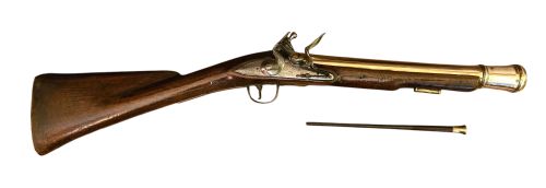 GEORGIAN BRASS BARRELLED EARLY SEASERVICE FLINTLOCK BLUNDERBUSS CIRCA 1770 BY WARD STEELE - ADDITIONAL PHOTO 26