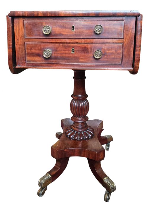 GEORGE III PERIOD ENGLISH MAHOGANY DROPLEAF PEMBROKE SIDE WORK TABLE - ADDITIONAL PHOTO 11
