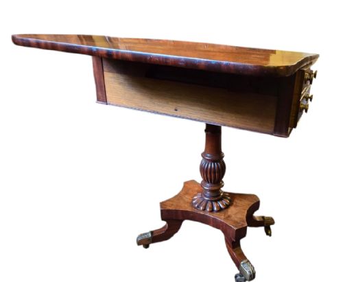 GEORGE III PERIOD ENGLISH MAHOGANY DROPLEAF PEMBROKE SIDE WORK TABLE - ADDITIONAL PHOTO 13