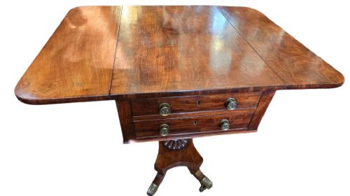 GEORGE III PERIOD ENGLISH MAHOGANY DROPLEAF PEMBROKE SIDE WORK TABLE - ADDITIONAL PHOTO 15