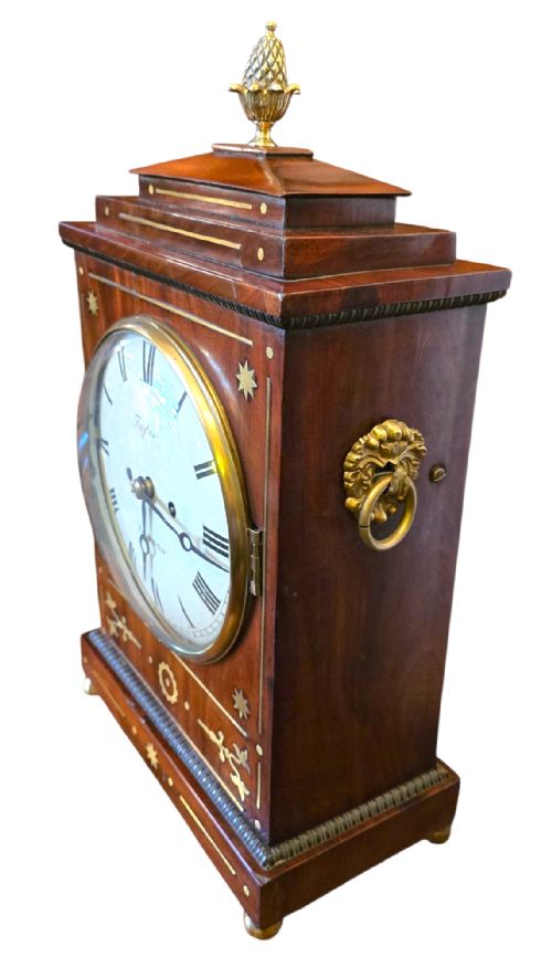 GEORGIAN MAHOGANY CHAMFER TOP BRACKET CLOCK BY TAYLOR OF LONDON - ADDITIONAL PHOTO 1