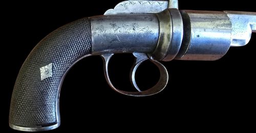 A JOHN MANTON TRANSITIONAL SIX SHOT ENGLISH REVOLVER LONDON CIRCA 1840 - ADDITIONAL PHOTO 1