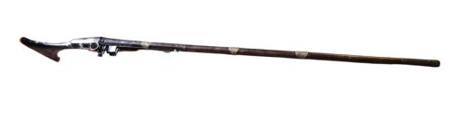 A FINE MOROCCAN SNAPHANCE JEZAIL MUSKET WITH SILVER INLAY DECORATION CIRCA 1889 - ADDITIONAL PHOTO 3